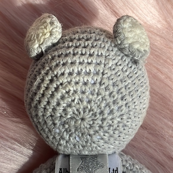 Albetta Crochet Mouse Baby Rattle Infant Ring Organic Cotton Knit Handmade - Picture 6 of 11